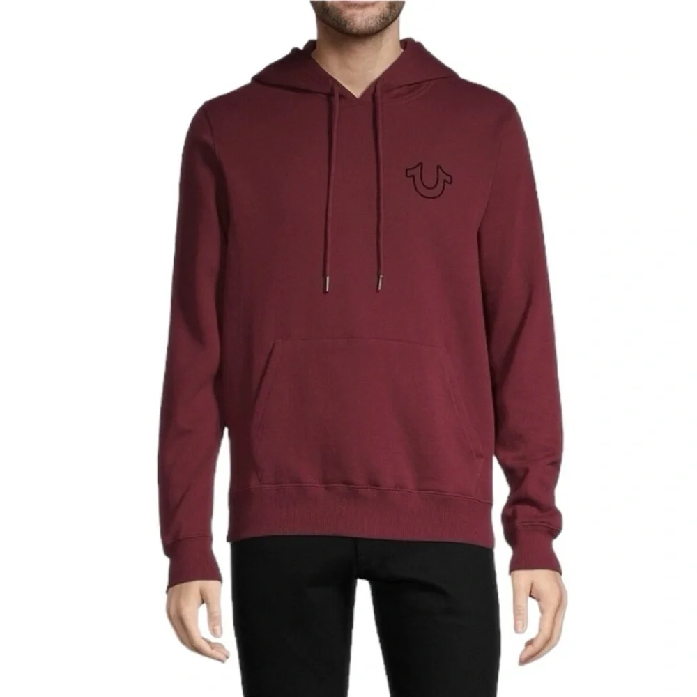 True Religion Men’s Logo Back Hoodie. Burgundy Size Large #1220
